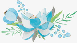 清新手绘卡通蓝色花卉矢量图素材