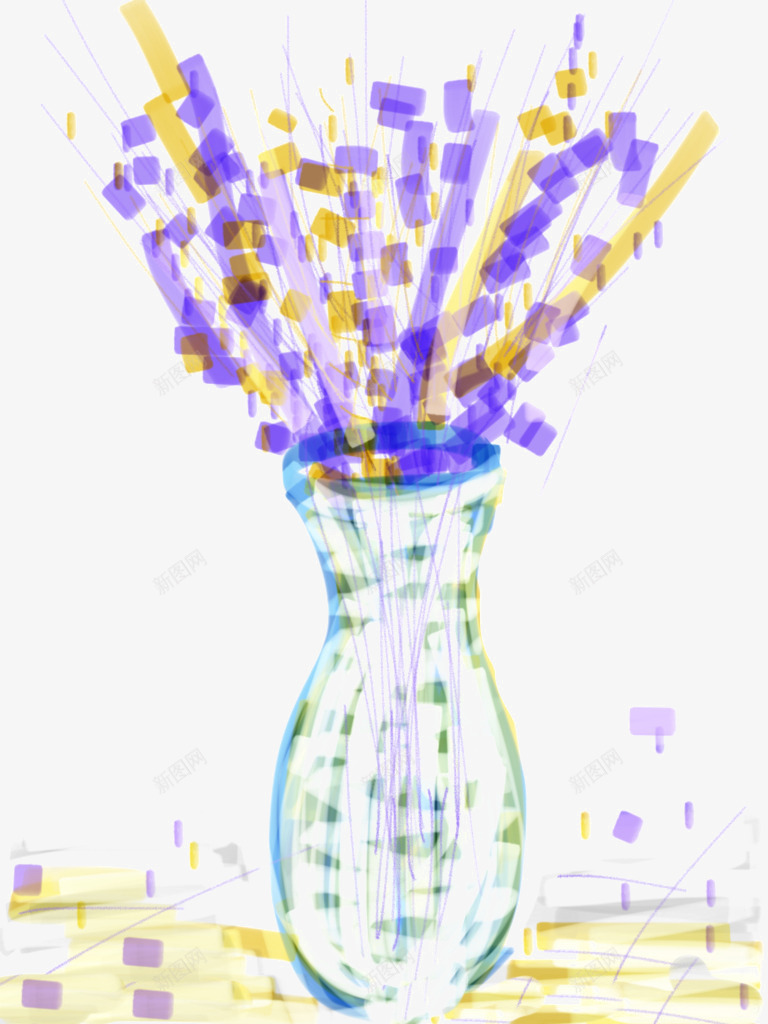 手绘干花png免抠素材_新图网 https://ixintu.com 干花礼物 干花花束 干花装饰满天星 文化艺术 满天星干花 玻璃绘画 紫色干花 静物设计 风干植物