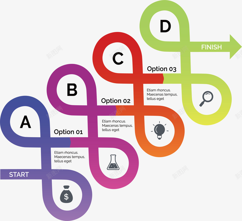 多彩弯道流程图矢量图eps免抠素材_新图网 https://ixintu.com 弯道 弯道流程 矢量png 英文序列 递进效果 阶梯 矢量图
