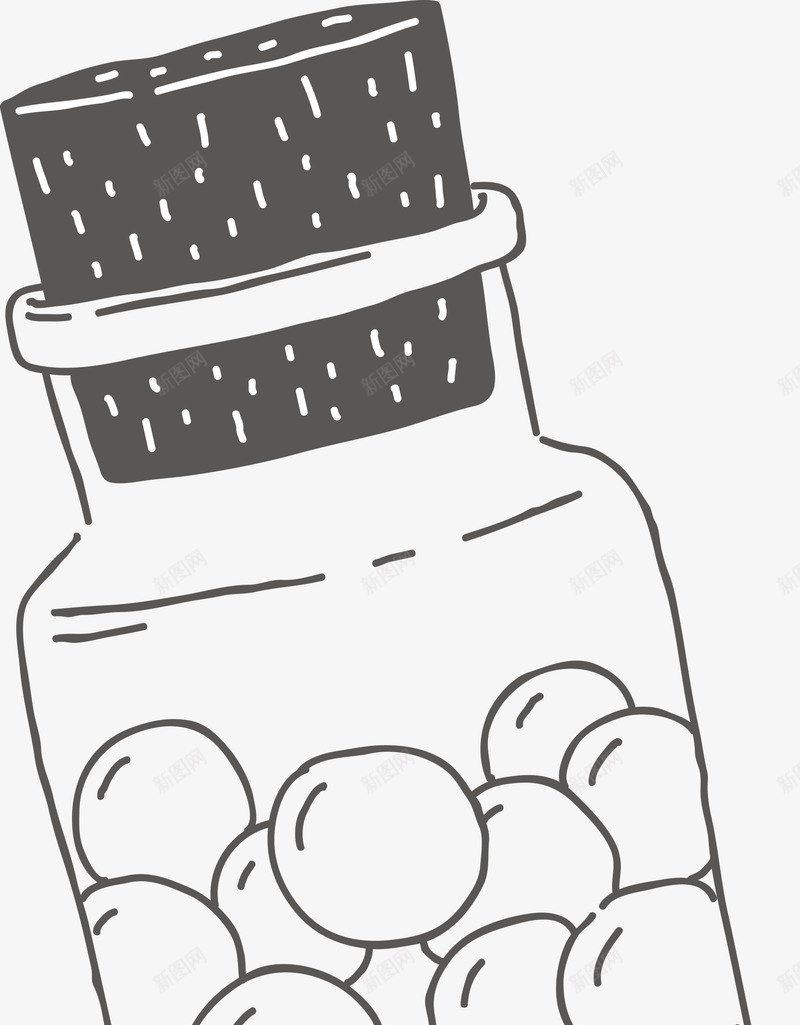 黑色线条瓶子png免抠素材_新图网 https://ixintu.com 免抠PNG 玻璃瓶 瓶子 线条 装饰图案 黑色