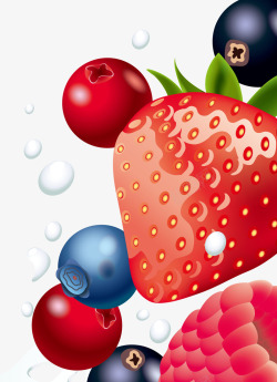 水果草莓蓝莓桑葚牛奶矢量图素材