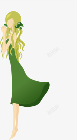 长发的仙女绿色的长发仙女高清图片