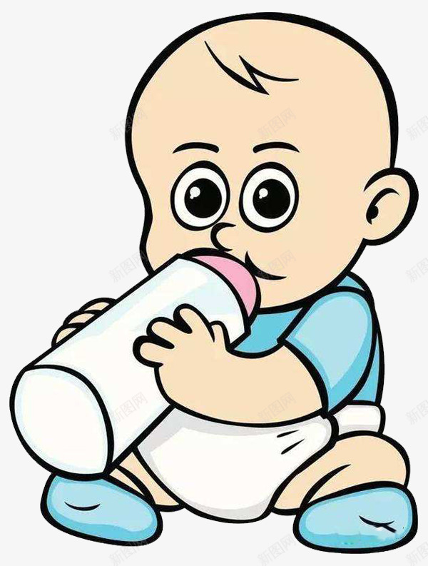 蓝衣光头小孩在喝奶png免抠素材_新图网 https://ixintu.com 喝牛奶 在喝奶 小孩喝奶 小孩子 开心可爱的 有营养的 蓝衣光头小孩