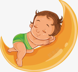 风筝上的男孩在月亮上睡觉的男孩矢量图高清图片