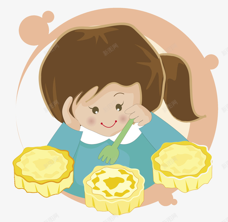 吃月饼的小女孩图标png_新图网 https://ixintu.com 中秋节 卡通标识 图标 小女孩 插图 月亮 月饼