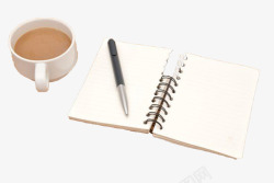 实物咖啡和书纸笔素材