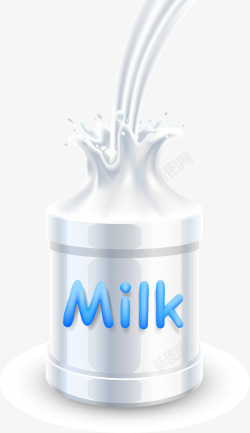牛奶水流手绘白色牛奶高清图片