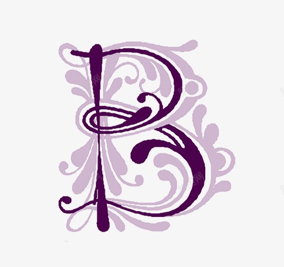 漂亮的字母片png免抠素材_新图网 https://ixintu.com 创意字母图片 字母B 字母背景图片 淡紫色字母 花型字母图片