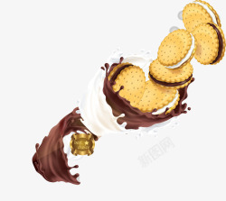 巧克力夹心饼干美味牛奶巧克力饼干矢量图高清图片
