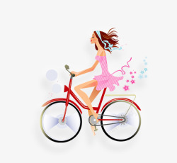漂亮女孩骑自行车素材