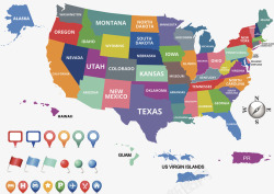 德克萨斯北美州郡地图高清图片