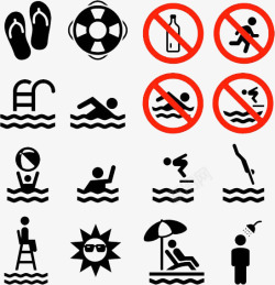 游泳危险游泳标识牌图标高清图片