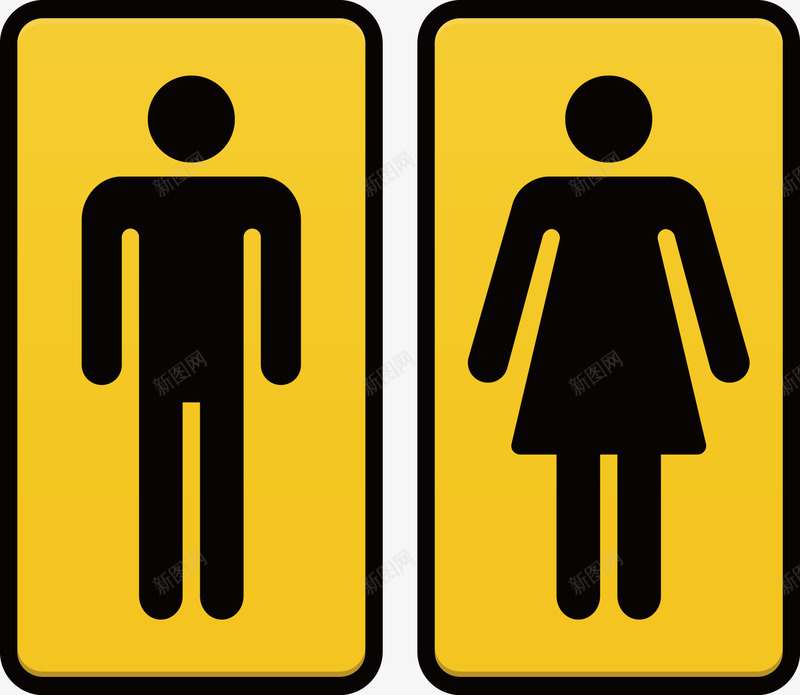 创意黄色洗手间标识图图标png_新图网 https://ixintu.com 卫生间 建筑 标识 洗手间标识 装饰 设计