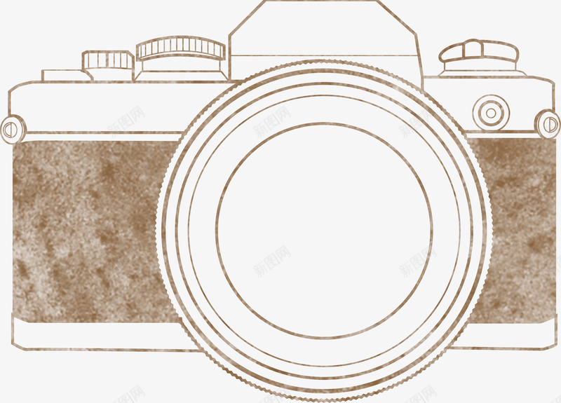 棕色漂亮手绘相框png免抠素材_新图网 https://ixintu.com 手绘相机 棕色相机 漂亮相机 相机