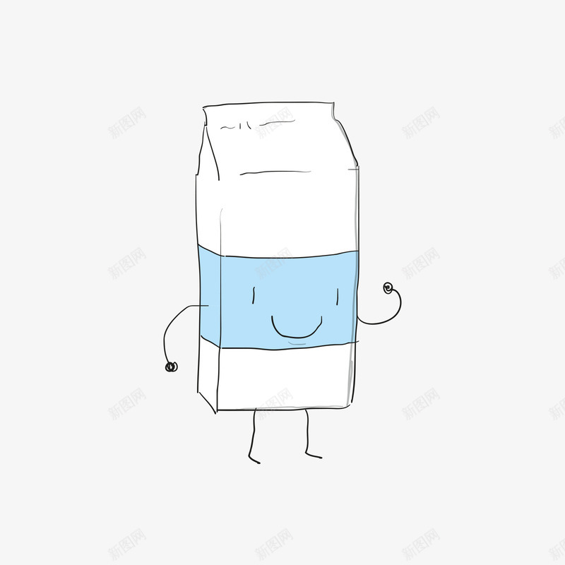 蓝白色卡通牛奶盒png免抠素材_新图网 https://ixintu.com 卡通 卡通牛奶盒 早餐 牛奶盒 白色 蓝色