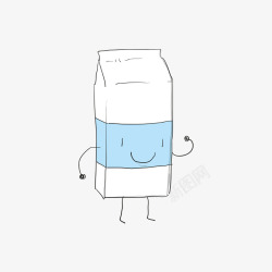 蓝白色卡通牛奶盒素材
