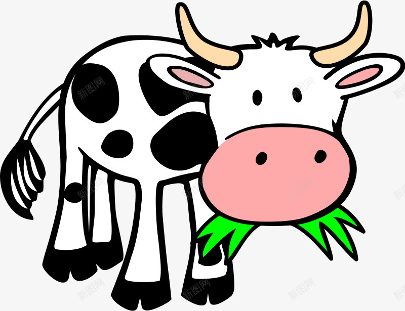 卡通奶牛png免抠素材_新图网 https://ixintu.com 卡通 奶牛 牛吃草 牛奶