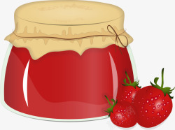 果酱瓶子美味红色草莓果酱高清图片