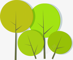 手绘绿色卡通漫画大树装饰素材