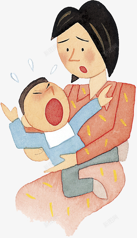 大哭的婴儿png免抠素材_新图网 https://ixintu.com 人物 卡通 哭泣 多彩 大哭 婴儿 手绘 母亲 简笔