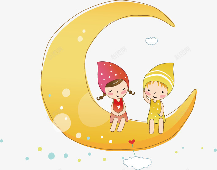 卡通png免抠素材_新图网 https://ixintu.com 儿童绘画 可爱 平面设计 彩色卡通 手绘 插图插画 月亮