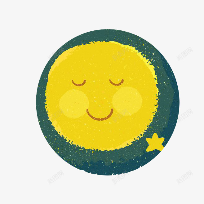 卡通月亮png免抠素材_新图网 https://ixintu.com 中秋 卡通 圆形 手绘 月亮 水彩 装饰 黄色