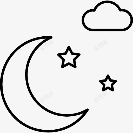 半个月亮星星和云图标png_新图网 https://ixintu.com 云 星星 晚上 月亮 月亮的一半 自然