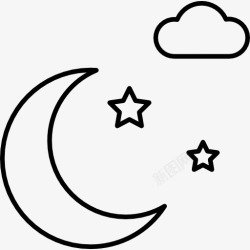 一半月亮半个月亮星星和云图标高清图片