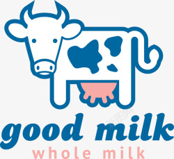 奶牛图案蓝色线条奶牛高清图片