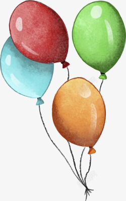 儿童节手绘多彩气球素材