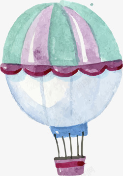 儿童手绘多彩热气球素材