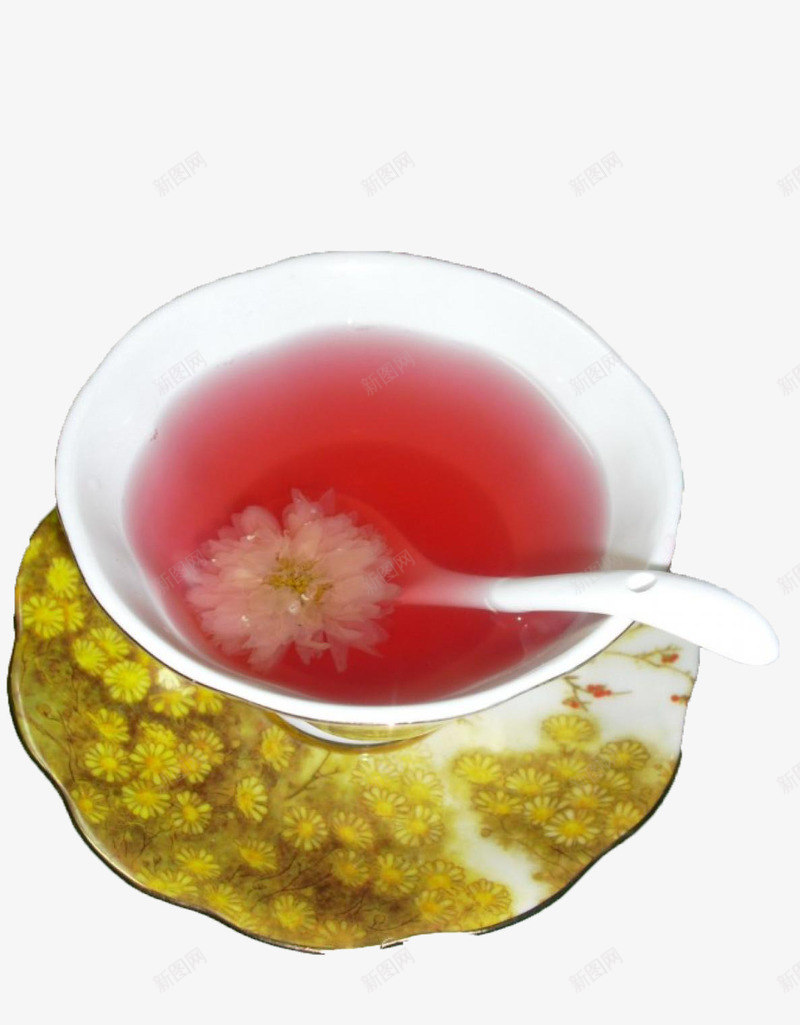 洛神花茶png免抠素材_新图网 https://ixintu.com 瓷碗 茶 菊花