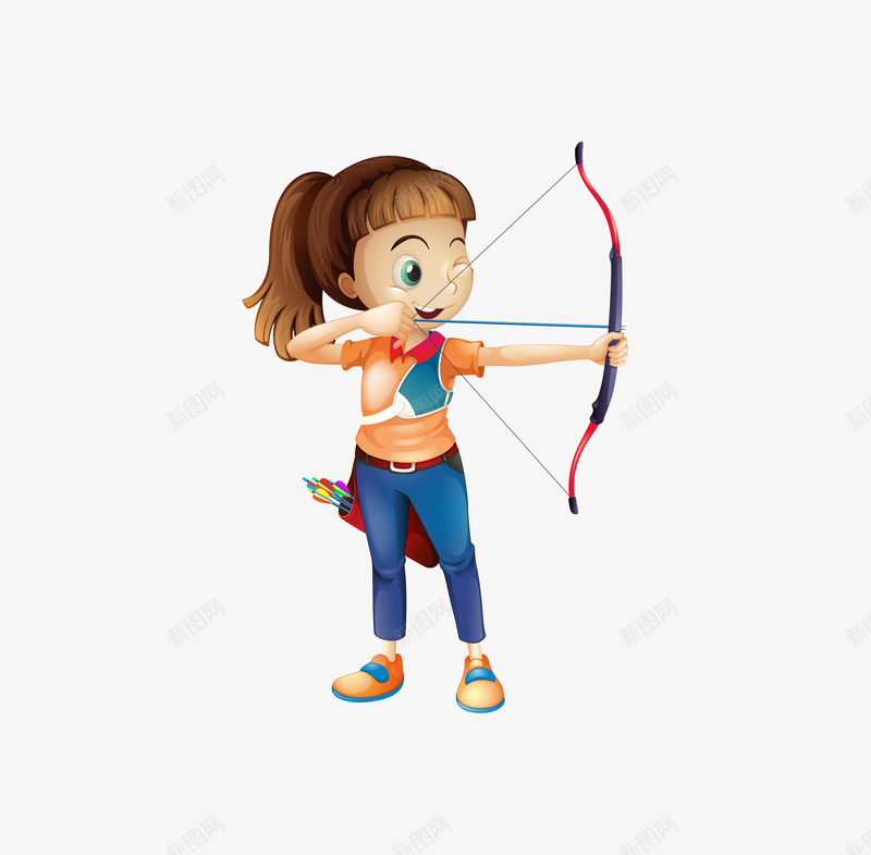 射箭的卡通女孩图案png免抠素材_新图网 https://ixintu.com 人物 卡通 女孩 射箭 弓箭 手绘图 漂亮的