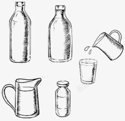 盛牛奶容器设计手绘容器饮料瓶牛奶罐高清图片