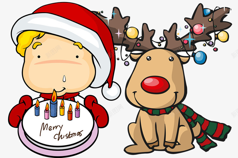 圣诞节蛋糕可爱卡通插画psd免抠素材_新图网 https://ixintu.com 圣诞快乐 圣诞礼物 圣诞老人 圣诞节 插画 漫画 红色 蛋糕 麋鹿
