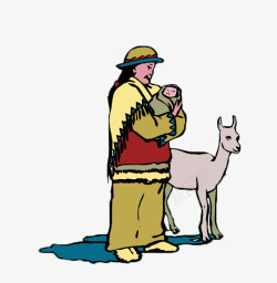 卡通蒙古牧羊人素材