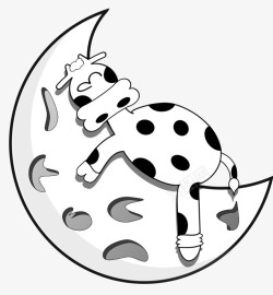 躺在月亮上躺在月亮上睡觉的可爱小奶牛高清图片