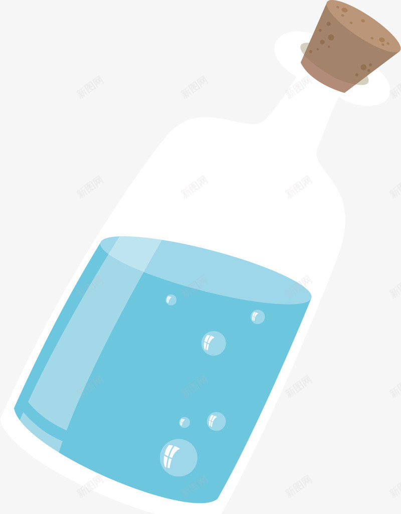 装水的玻璃瓶矢量图ai免抠素材_新图网 https://ixintu.com 卡通 手绘 水彩 玻璃 瓶子 盛放 蓝色 矢量图