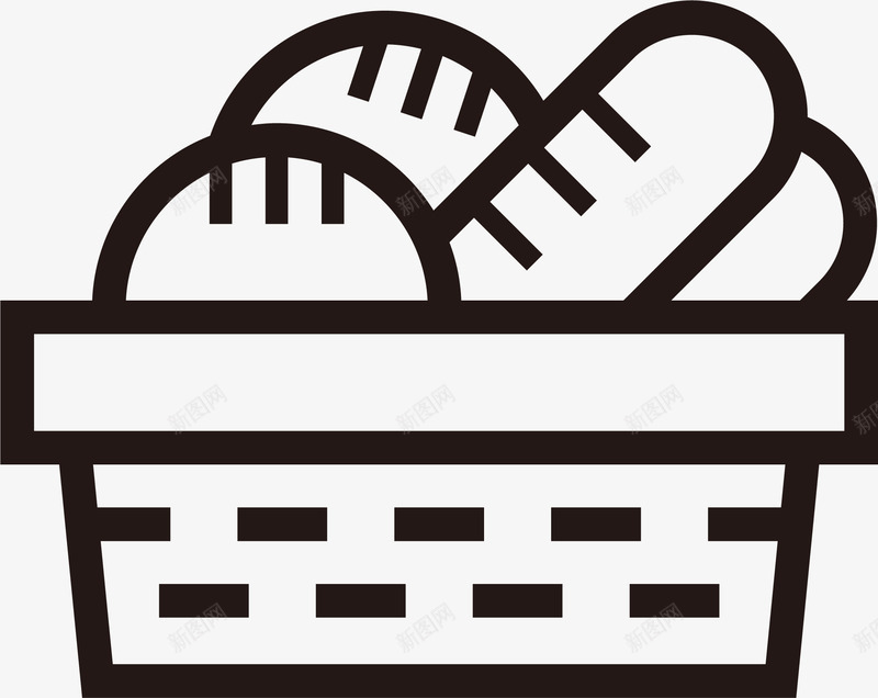 手绘篮子里的面包矢量图图标ai_新图网 https://ixintu.com 手绘面包 早餐 篮子里的面包 面包简笔画 食物 矢量图