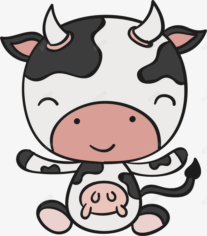 水彩卡通奶牛矢量图ai免抠素材_新图网 https://ixintu.com 创意 动物 可爱 手绘 水彩 牛奶 设计 矢量图