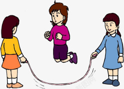 跳绳子三个小女孩高清图片