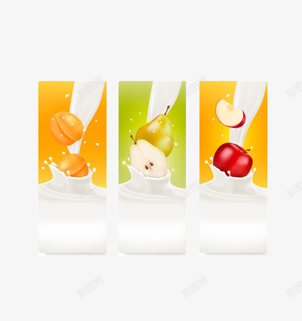 牛奶与水果的标签png免抠素材_新图网 https://ixintu.com 梨子 水果 牛奶 芒果