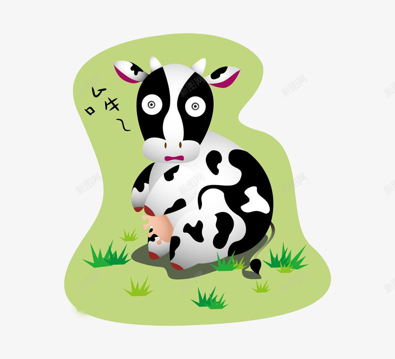 卡通草地上的奶牛png免抠素材_新图网 https://ixintu.com 吃草 奶牛 牛奶 草地
