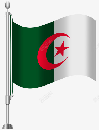 阿尔及利亚国旗png免抠素材_新图网 https://ixintu.com 及利亚 国旗 旗帜 星星 月亮 阿尔