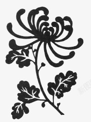 黑色盘里的菊花装饰花纹高清图片