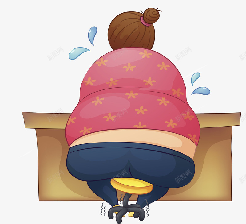 胖胖的女孩png免抠素材_新图网 https://ixintu.com 创意 多彩 女孩 手绘 插画 背影 胖胖 通用