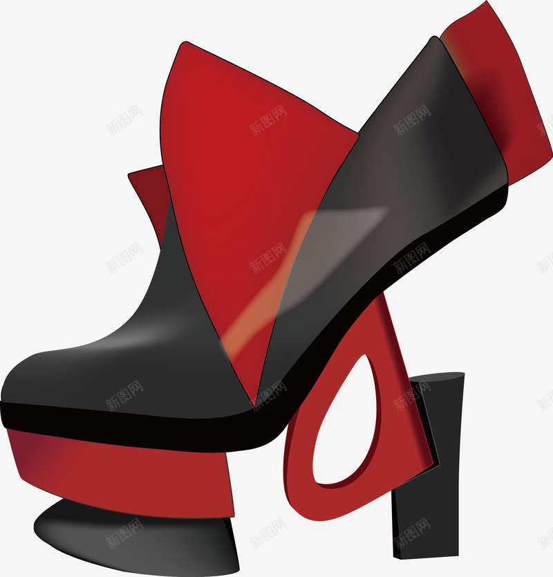 个性化女款皮鞋png免抠素材_新图网 https://ixintu.com 个性 产品对比 夏天 女性 黑红