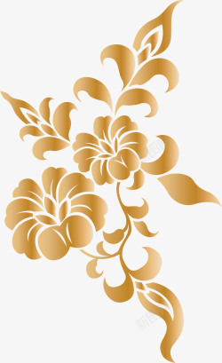 金色盛开的花欧式金色花纹高清图片