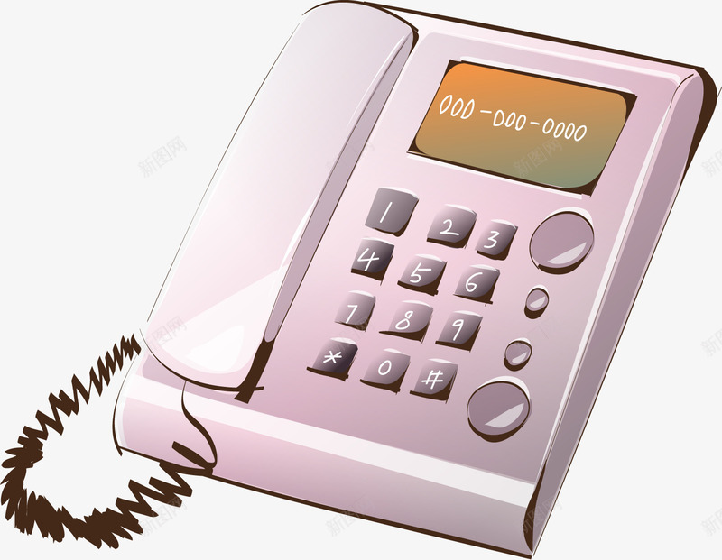 卡通电话png免抠素材_新图网 https://ixintu.com 卡通漫画 手机 显示屏 电话 电话线 通信工具 键盘电话