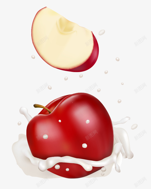 红苹果牛奶免费png免抠素材_新图网 https://ixintu.com 拟真 牛奶 红苹果